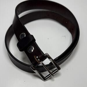 Coblentz Amish Handmade Dark Brown Silver Buckle Heavyweight Leather Belt Sz 36
